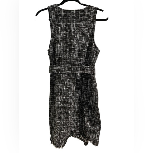 Minkpink Black and White Tweed  Fringe Sleeveless Mini Dress | Women Medium - Picture 6 of 6